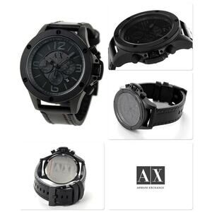 Armani Exchange Chronograph Black Leather Watch AX1508
